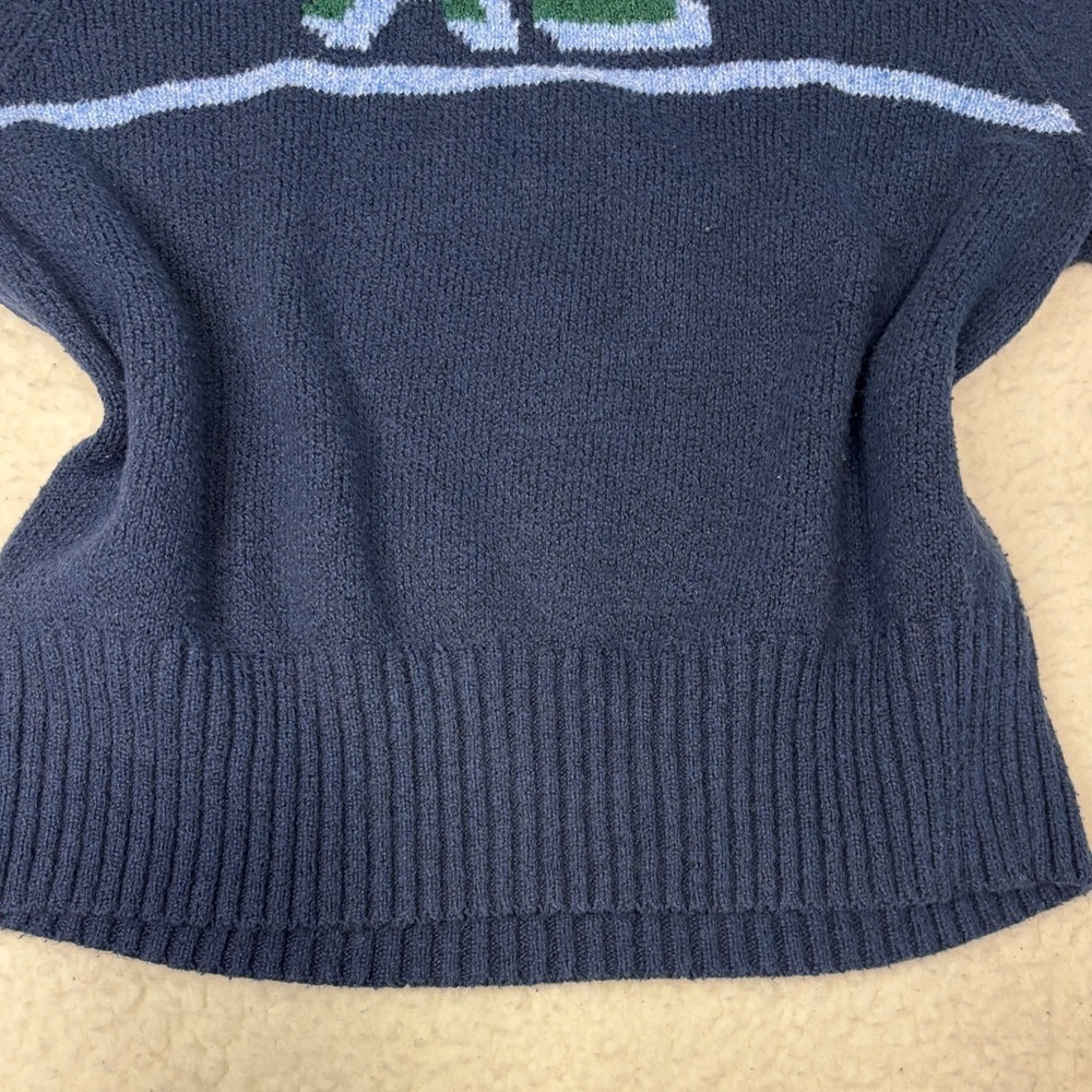 American Eagle Women Blue Logo Knit Mock Neck Sweater - Picture 5 of 12